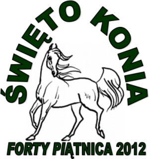Baner Święto Konia (obrazek przedstawiający czarno-biały wizerunek konia oraz napis Święto Konia)