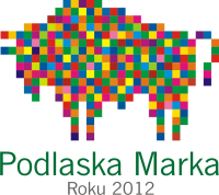 Podlaska Marka Roku 2012 logotyp (na obrazku widnieje Żubr stworzony przy pomocy kolorowych kwadracików)