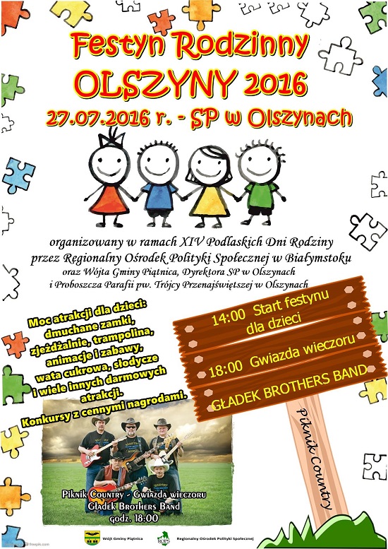 Plakat Festyn Rodzinny Olszyny 27.07.2016