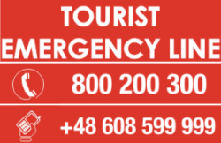 Obrazek informujący o numerach telefonów dla turystów zagranicznych